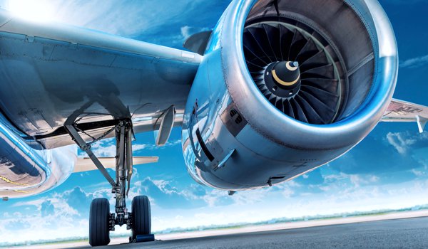 Aircraft engine close up