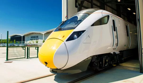 Hitachi IEP train leaving factory